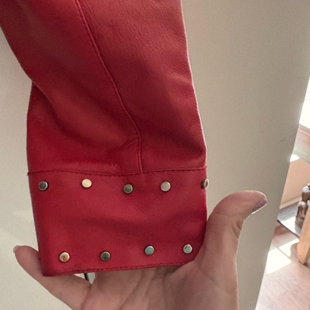 Cache Red Leather Jacket with Studs - image 5